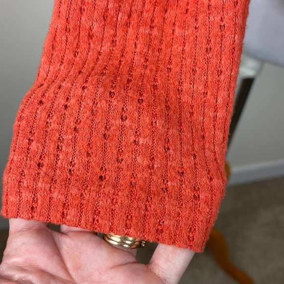 Anthropologie Maeve Orange Peplum Addie Ruffled Hacci Pullover Top Size XS - Picture 5 of 10